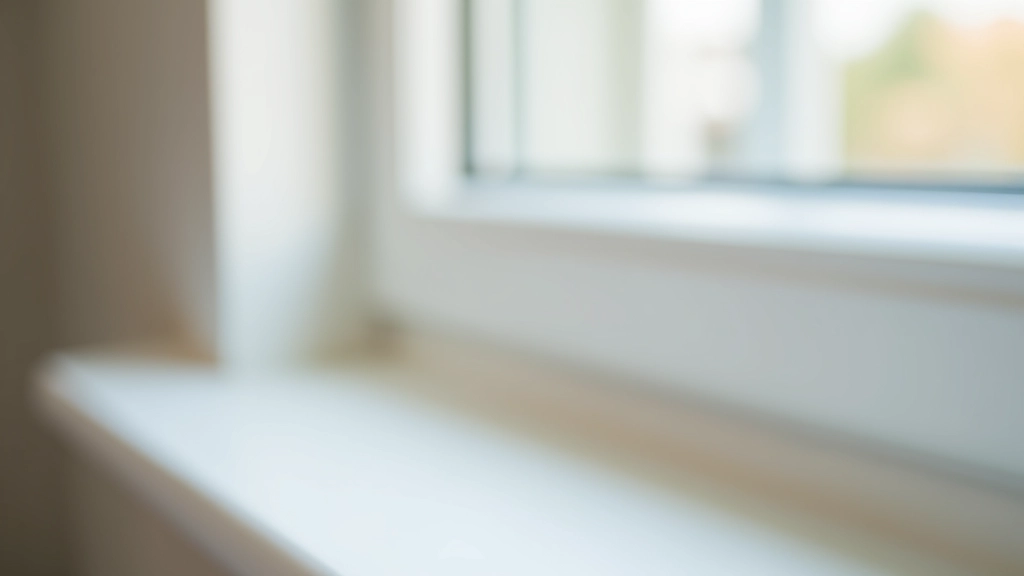 Fenêtre avec isolation thermique visible, mousse isolante blanche sur les contours du cadre, détail de joint d'étanchéité