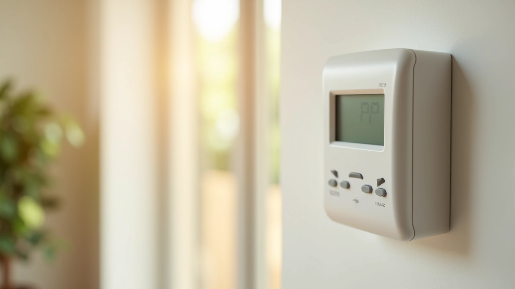 Thermostat programmable et isolation thermique visible sur une fenêtre, intérieur d'une maison